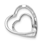 14k White Gold .01 carat Diamond Double Heart Chain Slide - Image 4