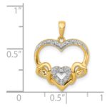 14k and White Rhodium .03 carat Diamond Heart with 3 Smaller Hearts Pendant - Image 4