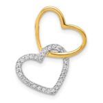 10k Two-Tone 1/10ct. Diamond Double Heart Chain Slide