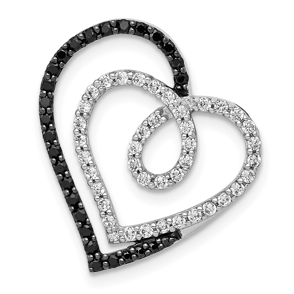 PM4919-040-WA.jpg 14k White Gold Black and White Diamond Entwined Heart Chain Slide - Image 1
