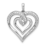 14k White Gold 1/6 carat Diamond Entwined Heart Pendant
