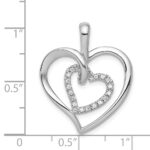14k White Gold 1/10 carat Diamond Double Heart Pendant - Image 3