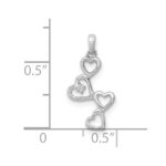 10K White Gold .01ct. Diamond Four Hearts Pendant - Image 4