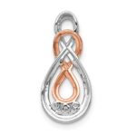 14k White and Rose Gold 1/15 carat Diamond Double Infinity Chain Slide - Image 3