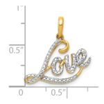 10K w/Rhodium .02ct. Diamond LOVE Pendant - Image 4