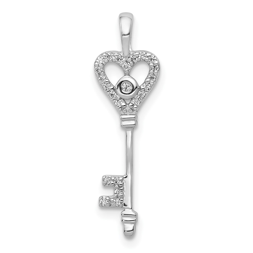 PM4942-010-1WA.jpg 10K White Gold 1/10ct. Diamond Heart Key Pendant - Image 1