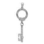 14k White Gold Polished 1/8 carat Diamond Circle Key Pendant - Image 3