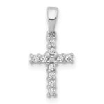 14k White Gold 1/10 carat Lab Grown Diamond VS/SI+ G+ Complete Latin Cross Pendant