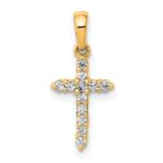14k Polished 1/10 carat Diamond Cross Pendant