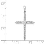 14k White Gold Polished 1/2 carat Diamond Cross Pendant - Image 4