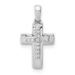 14k White Gold 1/20 carat Diamond Cross Pendant