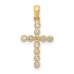 14k Polished 1/10 carat Diamond Cross Pendant