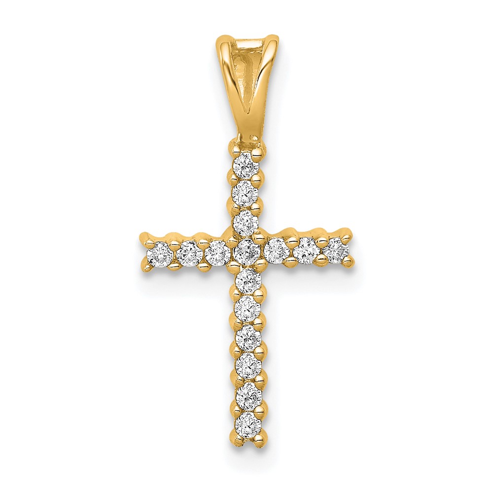 PM4973-016-YA.jpg 14k 1/6 carat Diamond Latin Cross Pendant - Image 1