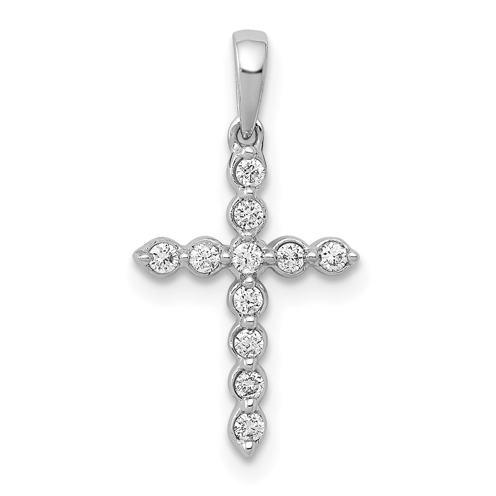 PM4974-010-1WA.jpg 10K White Gold 1/10ct. Diamond Cross Pendant - Image 1
