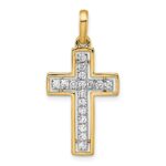 14k and White Rhodium 1/2 carat Diamond Cross Pendant