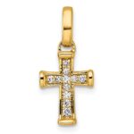 14k Small 1/10 carat Diamond Latin Cross Pendant