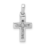 14k White Gold 1/6 carat Diamond Latin Cross Pendant - Image 3