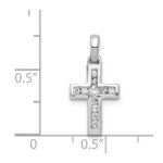 14k White Gold 1/6 carat Diamond Latin Cross Pendant - Image 4