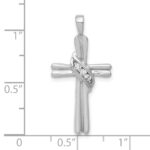 10K White Gold AA Diamond Cross Pendant - Image 2