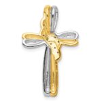 10K Two-tone Diamond Cross Pendant - Image 3