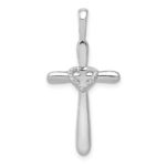 10K White Gold 1/10ct. Diamond Cross w/Heart Pendant