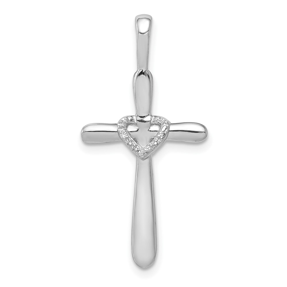 PM4992-010-1WA.jpg 10K White Gold 1/10ct. Diamond Cross w/Heart Pendant - Image 1