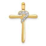 14k .02 carat Diamond Heart Cross Chain Slide