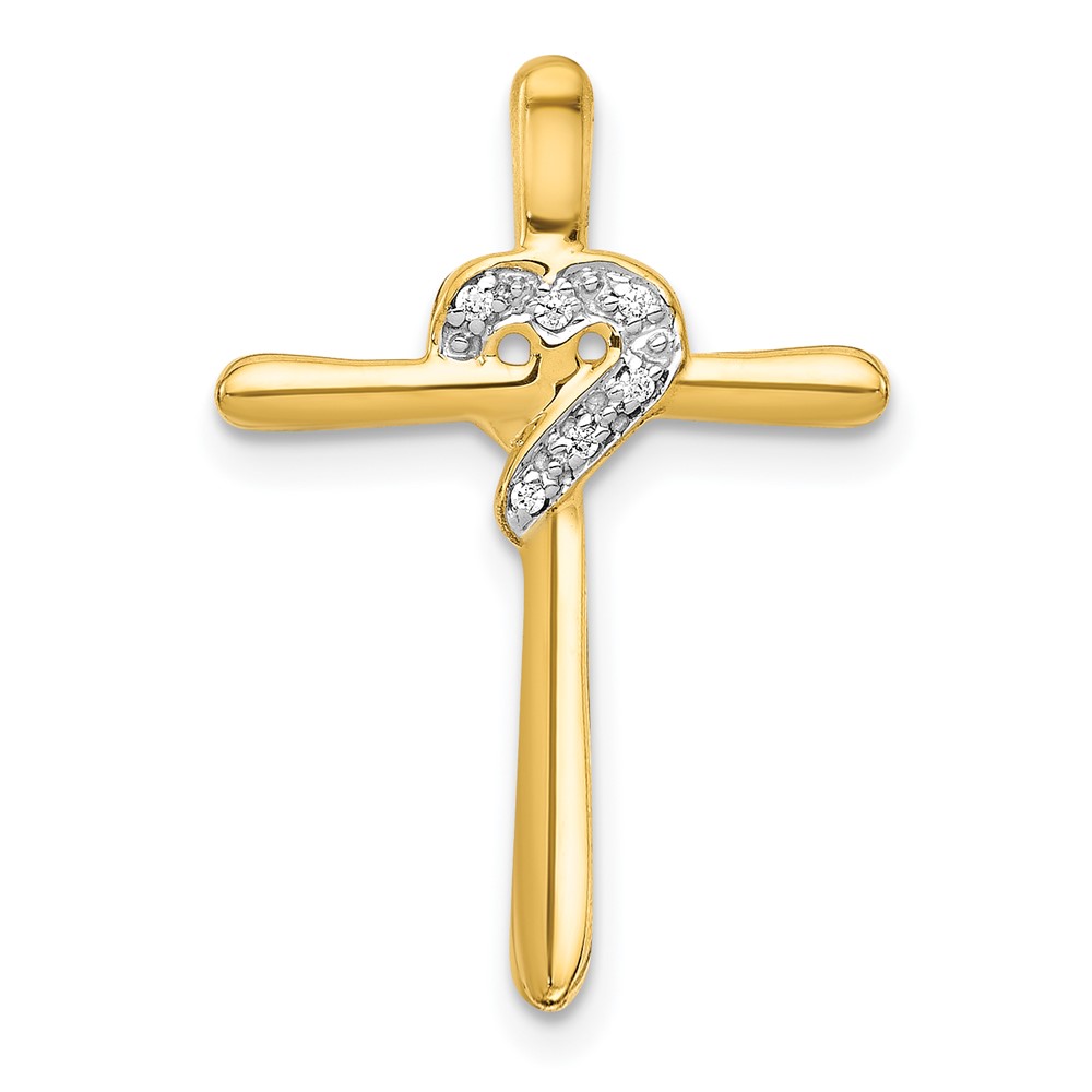 PM4994-002-YA.jpg 14k .02 carat Diamond Heart Cross Chain Slide - Image 1