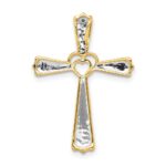 14k and White Rhodium Diamond Cross Pendant - Image 4