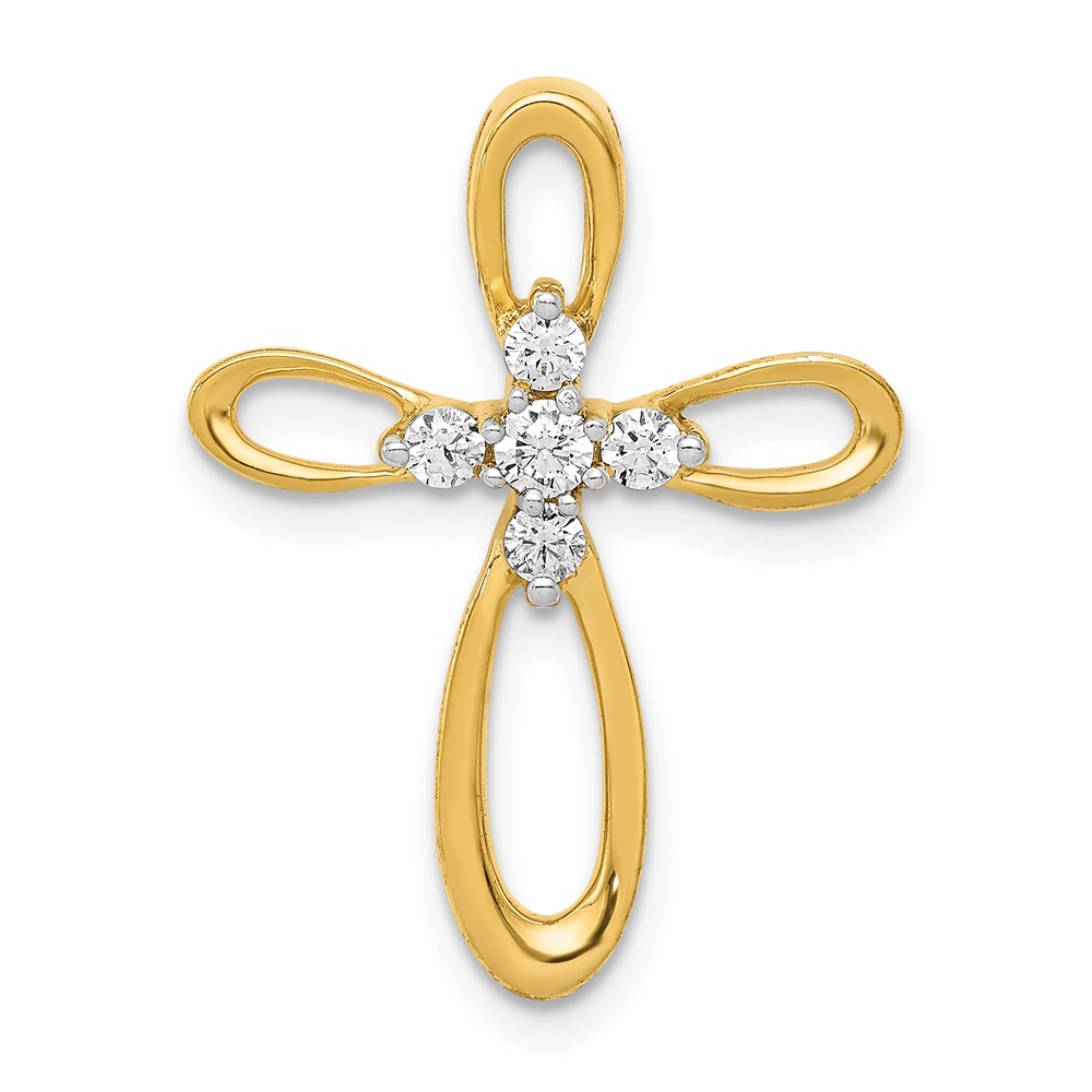 PM4998-020-YA.jpg 14k 1/5 carat Diamond Cross Chain Slide - Image 1