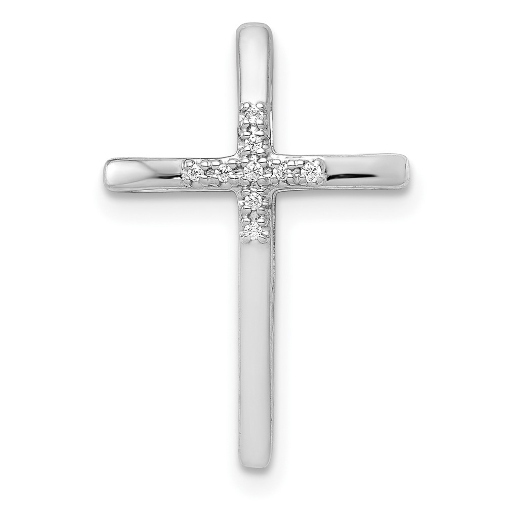 PM5009-003-1WA.jpg 10K White Gold .03ct. Diamond Cross Chain Slide - Image 1