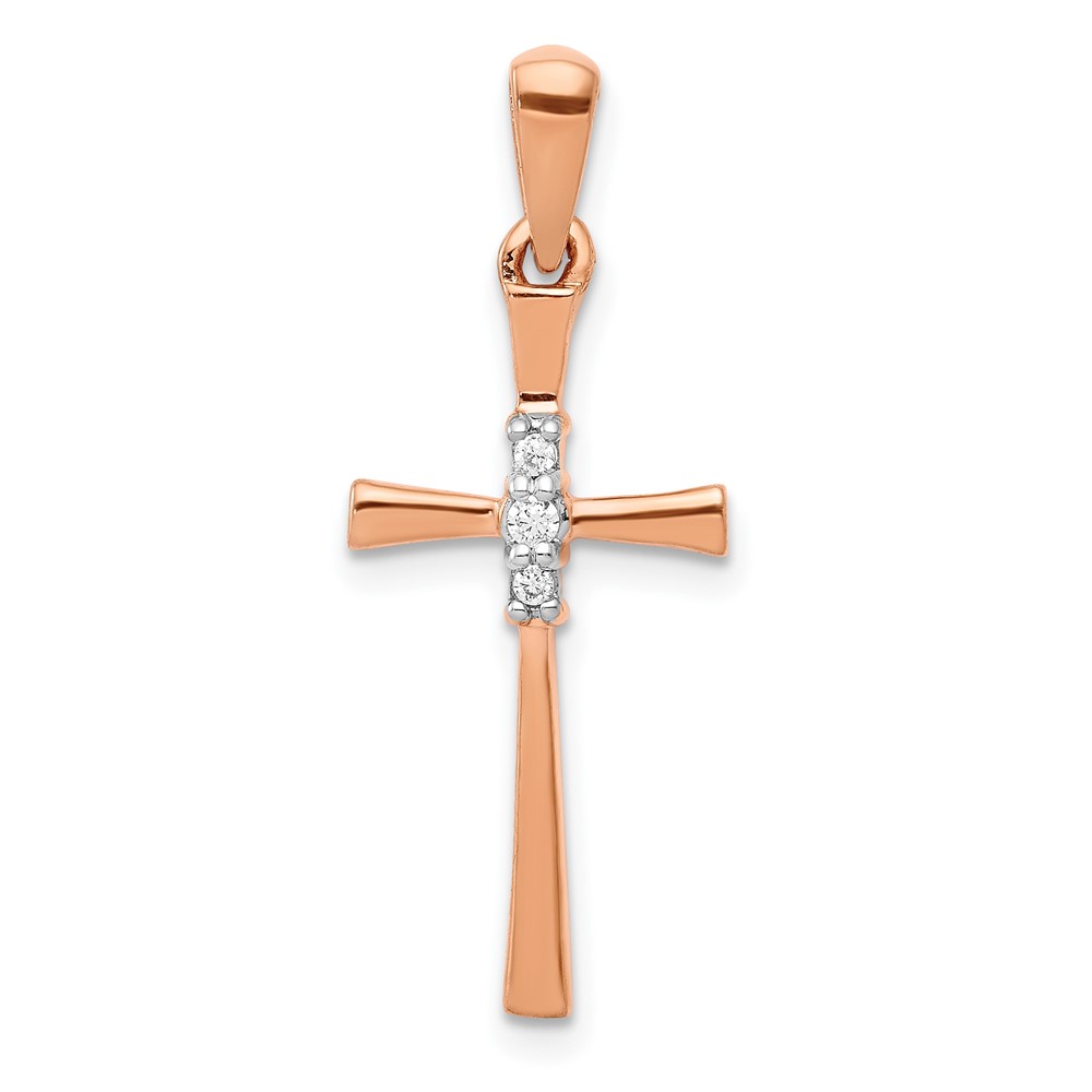 PM5011-006-RA.jpg 14k Rose Gold 1/20 carat Diamond Cross Pendant - Image 1