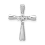 14k White Gold 1/6 carat Diamond 5-Stone Cross Chain Slide