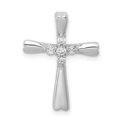 14k White Gold 1/6 carat Diamond 5-Stone Cross Chain Slide