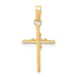 14k .01 carat Diamond Polished Cross Pendant - Image 4