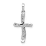 14k White Gold 1/8 carat Diamond Curved Cross Pendant - Image 3