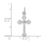 10K White Gold Small Diamond Budded Cross Pendant - Image 2
