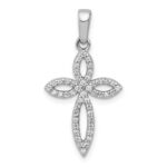 14k White Gold 1/5 carat Diamond Cross Pendant
