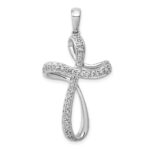 14k White Gold 1/5 carat Diamond Cross Pendant