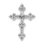 14k White Gold 1/6 carat Diamond Filigree Cross Chain Slide - Image 3