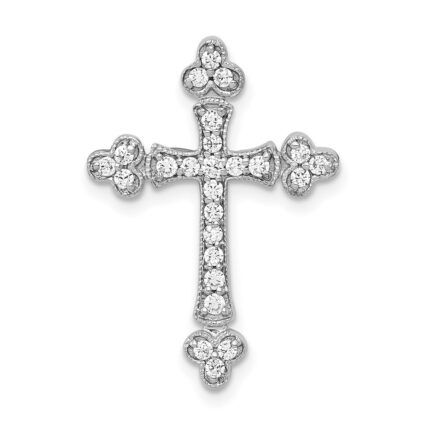 14k White Gold 1/4 carat Lab Grown Diamond VS/SI+ G+ Complete Cross Chain Slide Pendant