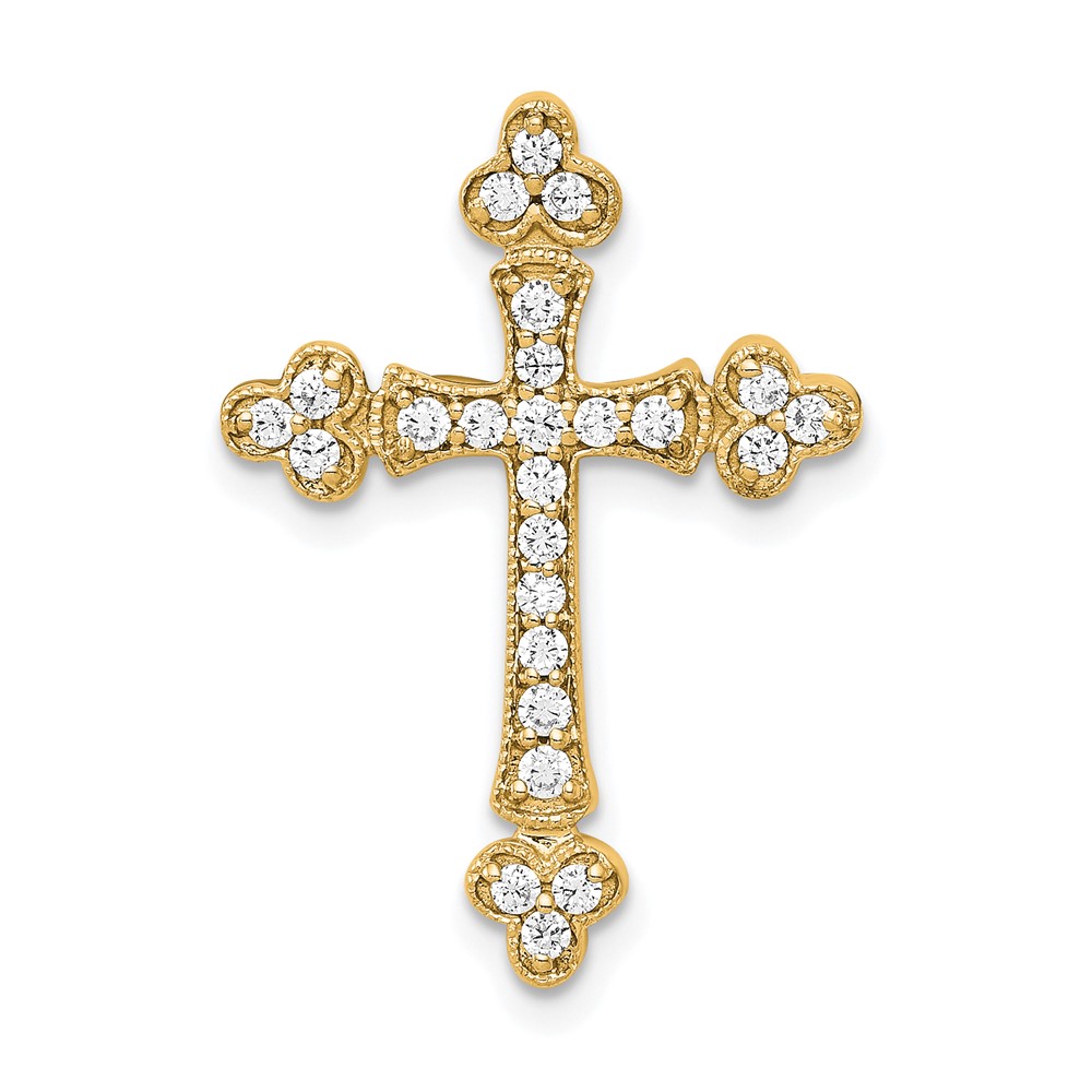 PM5070-025-YA.jpg 14k 1/4 carat Diamond Budded Cross Chain Slide - Image 1