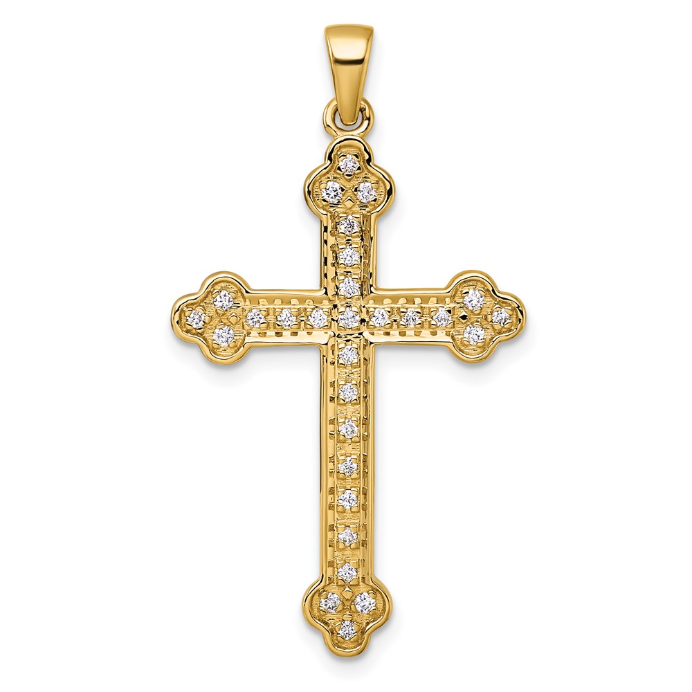 PM5077-025-YA.jpg 14k 1/4 carat Diamond Cross Pendant - Image 1