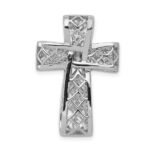 14k White Gold 1/2 carat Diamond Filigree Cross Chain Slide - Image 3