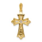 10K  1/6ct. Diamond Fleur de Lis Cross Pendant - Image 3