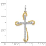 14k Two-tone 1/6 carat Diamond Cross Pendant - Image 4