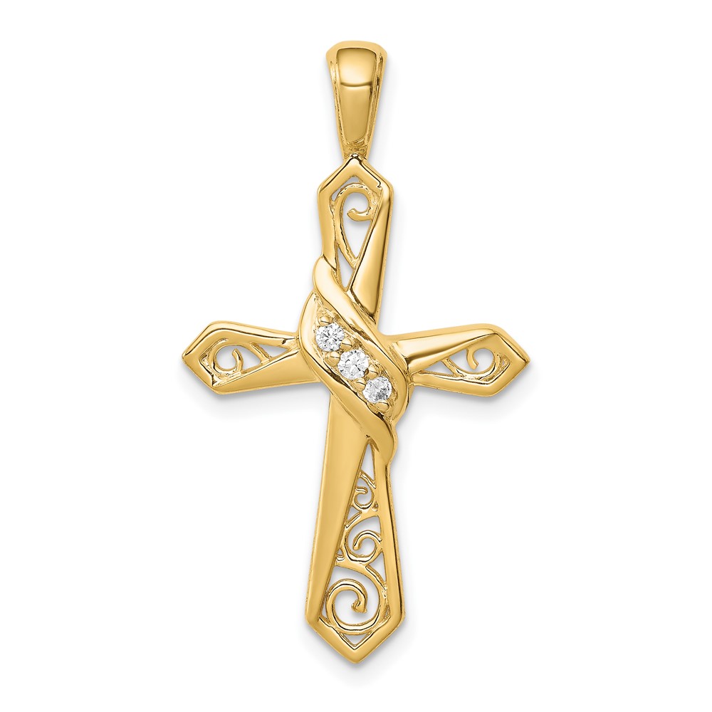 PM5108-005-1YA.jpg 10K 1/20ct. Diamond Cross Pendant - Image 1