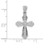 14k White Gold 1/10 carat Diamond Cross Pendant - Image 4