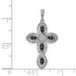 14k White Gold 1/5 carat White and Black Diamond Cross Pendant - Image 4