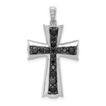 14k White Gold 5/8 carat Black Diamond Cross Pendant